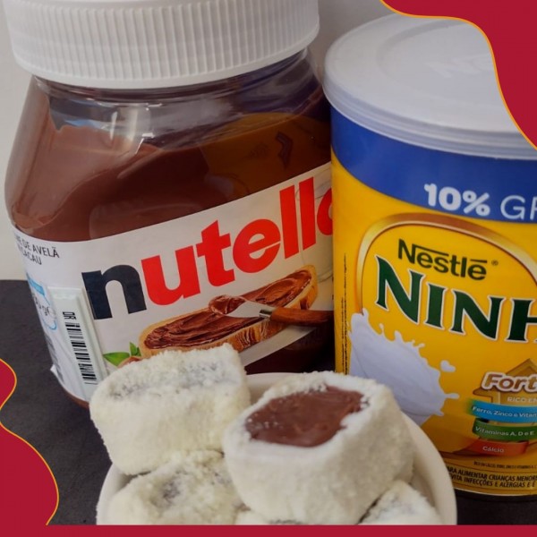 BALA DE COCO GOURMET NOBRE DE NUTELLA COM NINHO